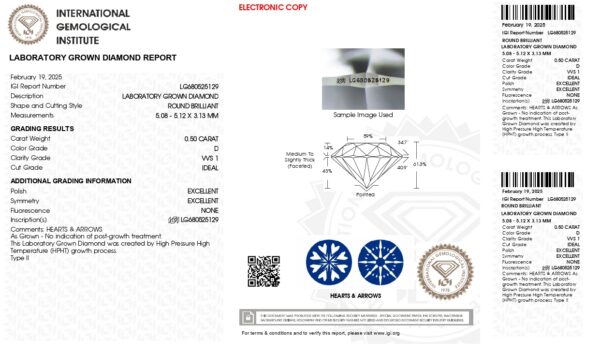 IGI認證 0.50克拉實驗室培育鑽石.
