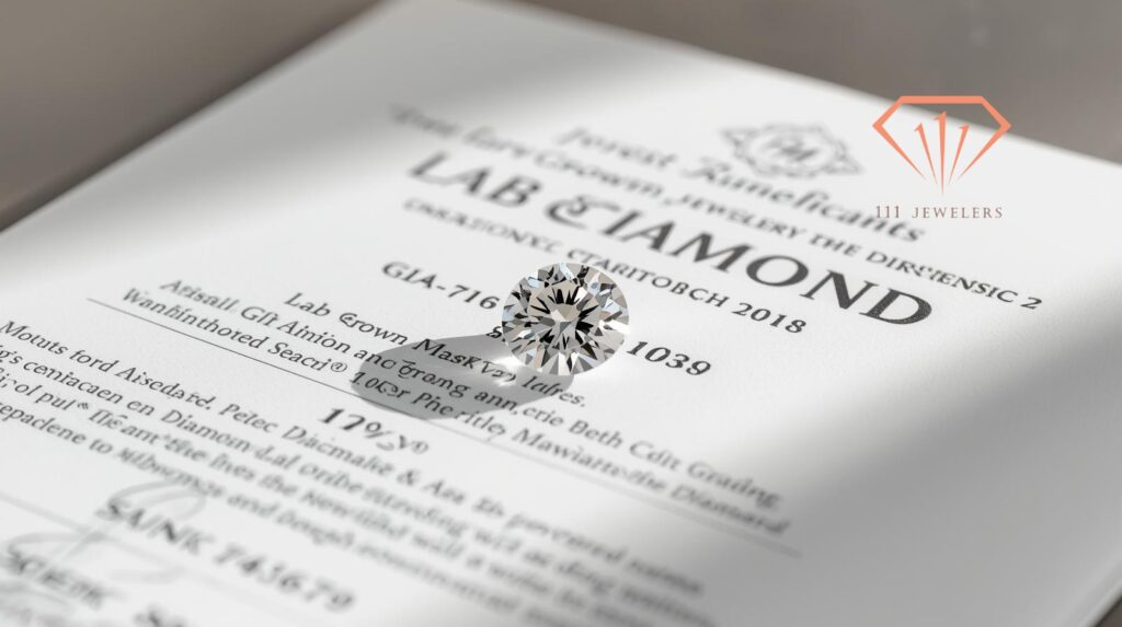 GIA培育鑽石證書，證明鑽石品質與來源，專為高端珠寶設計。.